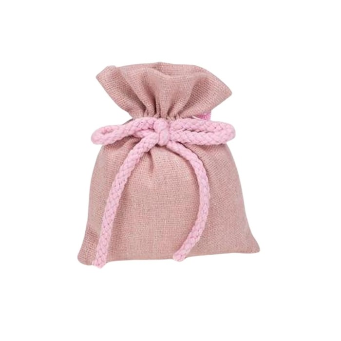 SACCHETTO COTONE 10X12CM CON FIOCCO ROSA